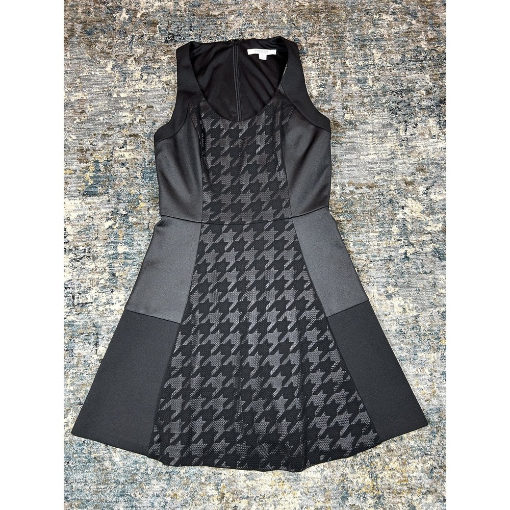 Piperlime Collection Black Mixed-Texture Houndstooth Fit-and-Flare Dress 4